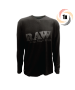 1x Shirt Raw Logo Black On Black V Neck Long Sleeve | M | Stash Pocket - £35.81 GBP