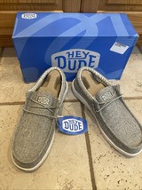 HEY DUDE MENS SZ 9 WALLY BLEND LINEN IRON SHOES GREY NEW - $983.56 MXN