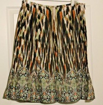 Dana Buchman Lined A Line Skirt Multi-Colored Double Print 10 Brown Black Green - £13.23 GBP