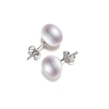 Natural Freshwater  Stud Earrings Real 925 Silver Earring For Women Jewelry Fash - £10.49 GBP