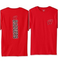 Wisconsin Badgers Champion Short Sleeve T-Shirt Adult Mens Size L Red 2 Sided - £10.28 GBP