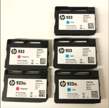 5 pk Genuine HP 933 Magenta Cyan Color Ink OfficeJet New Out of Package Lot - £31.45 GBP