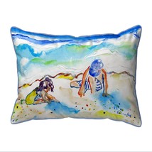 Betsy Drake Playing in Sand Small Indoor Outdoor Pillow 11x14 - £38.87 GBP