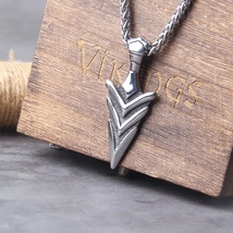 Spear Necklaces Stainless Steel Vikings Odin&#39;s Gungnir Pendant Men&#39;s Jewelry Box - £13.54 GBP+