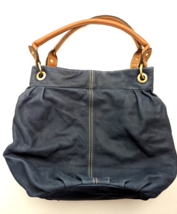 Coldwater Creek Blue beige Leather Hobo Bucket Bag Handbag - £20.43 GBP