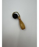 Vintage Wooden Bowling Pin and Ball Novelty Keychain Humor Collectible - $14.90