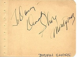 Dinah Shore (d. 1994) Signed Autographed Vintage Autograph Album Page - £27.60 GBP