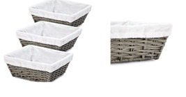 9x4 in 3-Pack Wicker Storage Baskets with Liners for Organizing Shelves - £51.15 GBP