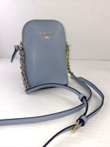 Michael Kors Jet Set Charm Phone Crossbody Bag Chained Blue Leather Zip B2B - £49.27 GBP