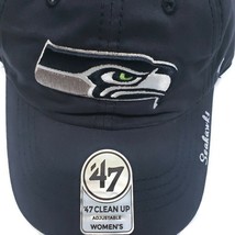 Womens &#39;47 Brand NFL Seattle Seahawks Miata Clean Up Adjustable Cap Navy - $17.03