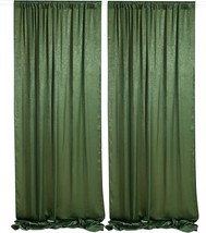 Sherway 2 Panels 4.8 Feet X 10 Feet Olive Green Thick Satin Wedding Backdrop - £31.16 GBP