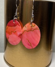 Pink and Orange Handmade Resin Earrings - £9.59 GBP