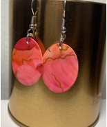 Pink and Orange Handmade Resin Earrings - £9.38 GBP