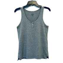 Tommy Hilfiger Womens Size L 10-12 Gray Racerback 3 Button Athlectic Tank Top - £7.15 GBP