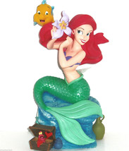 Disney Princess Ariel Music Box Little Mermaid Flounder  Figurine Theme Parks  - £132.94 GBP