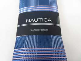 Men's  Nautica Tie and Hankie Set Woven Silky Feel #Nautica-4 Lavender Blue image 3