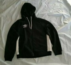 Umbro Men&#39;s Long Sleeve Black White FullZip Hoodie Quilted Fleece Sweatshirt XXL - £33.72 GBP
