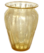 Antique Fostoria Elegant Glass Topaz Trojan Etch Flower Vase 8" 1929-1936 - $80.00