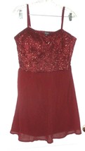 Lily Rose Wine &amp; Gold Sparkle Lace Bodice Dress with Chiffon Skirt XXL N... - £31.85 GBP