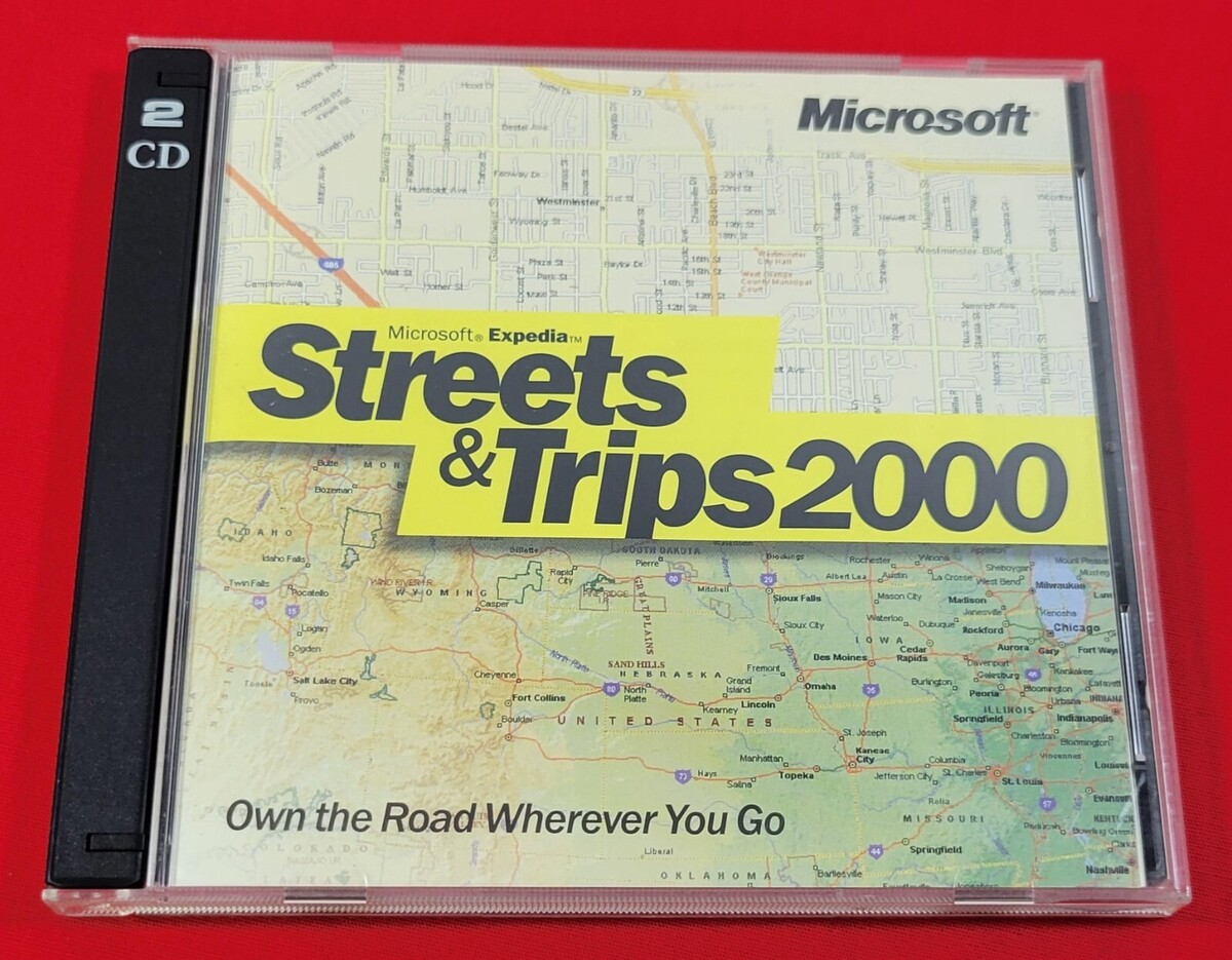 O) Microsoft Expedia Streets &amp; Trips 2000 Maps Travel (PC, 2 Disc CD Sof... - $5.93