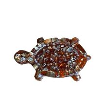 Retro Orange Lucite And Abalone Shell Turtle Trinket Dish Soap Vintage 5... - $12.00