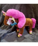 JUMBO Pink Afro Unicorn Plush Stuffed Unicorn Brown Cuddle Pillow Buddy - $27.71