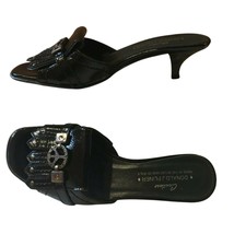 Donald Pliner Black Patent Leather Slide Peace Sign Shoe Sandal NIB $275... - $110.00