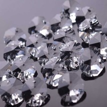 1000 PCS 14MM Chandelier Glass Crystal Octagon Beads Prism Ornament Parts 2 Hole - £53.09 GBP
