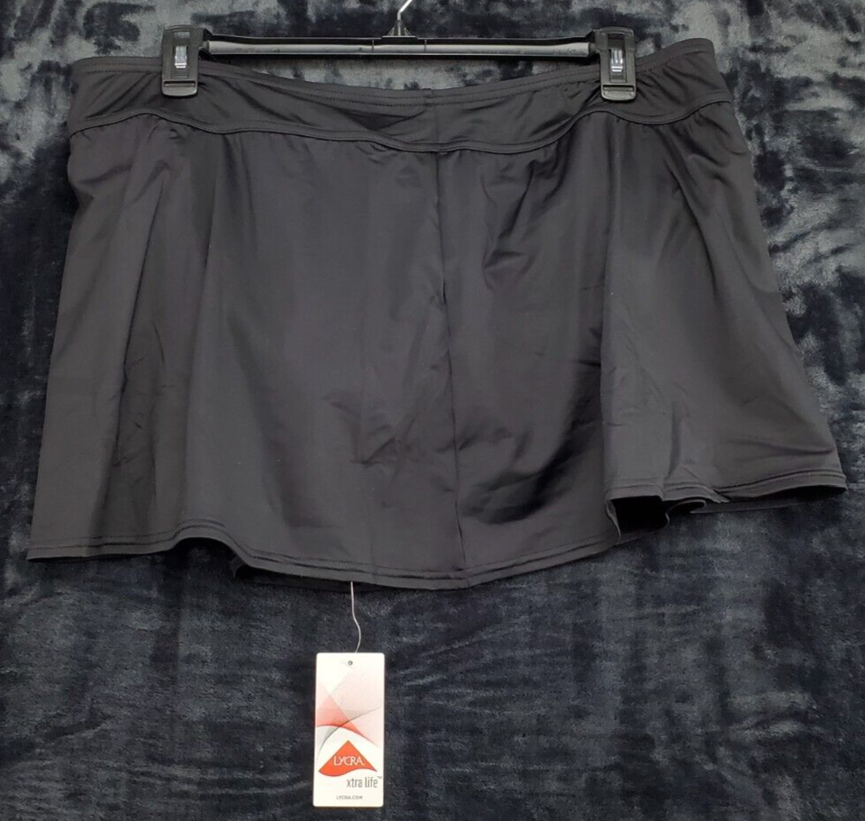 Lands&#39; End A Line Skort Womens Size 22W Black Nylon  Elastic Waist Flat ... - $22.05