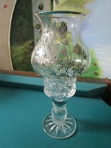 Victorian Glass Silver Overlay Candleholder, Sterling Vase, Cruet Apothecary Pic - $38.99