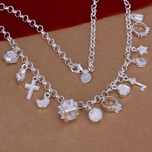 New Silver 925 women Fashion wedding party Charms pendant Necklace Jewel... - £6.54 GBP