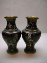 SET OF 2 19th Century VASES Chinese CLOISONEE Matching BRASS Lined MEDIUM - $685.61