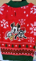 Disney Mickey Goofy &amp; Donald Duck Red &amp; Green Christmas Dog Sweater Size... - £13.19 GBP