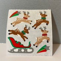 Vintage Sandylion Christmas Reindeer Sled Sticker Mod - £4.71 GBP