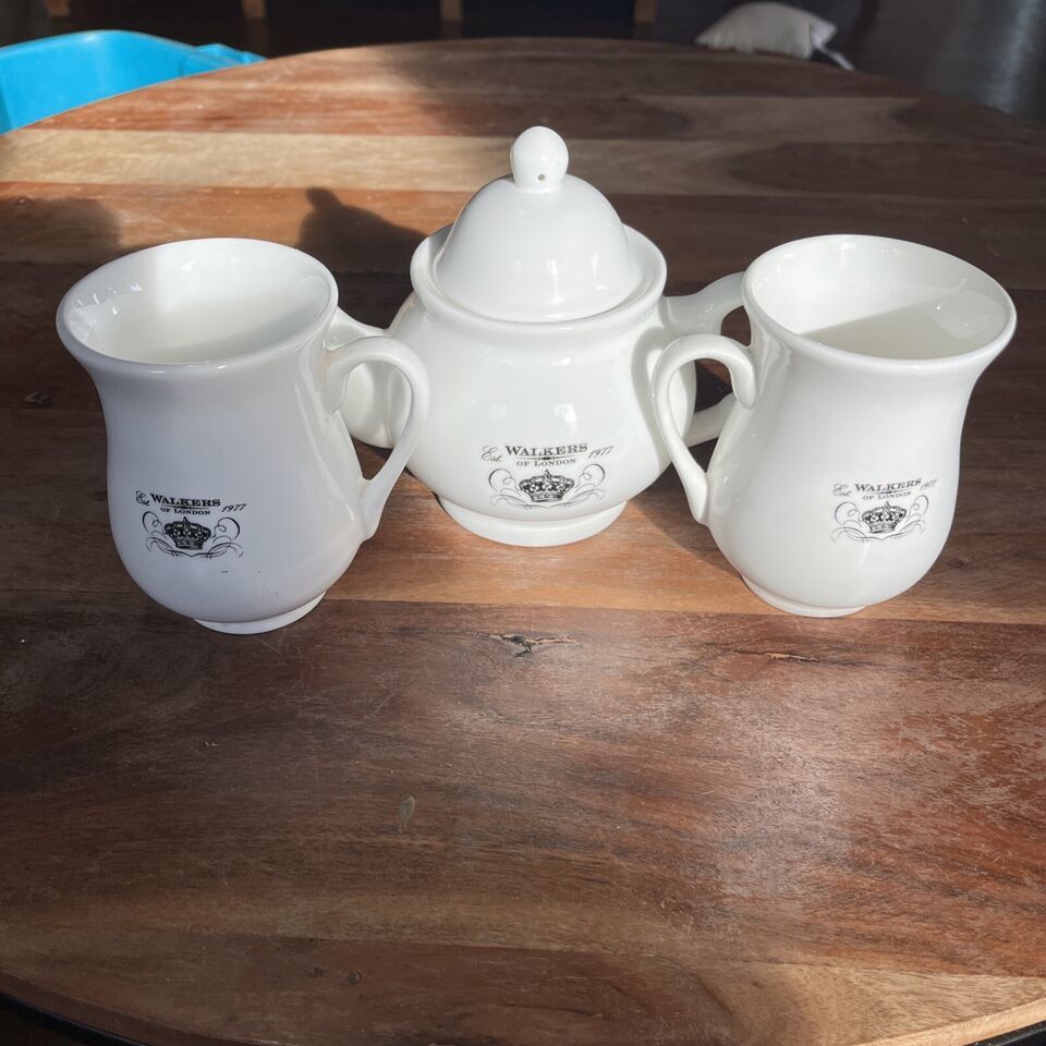 Set of 3 -Vintage Walkers of London Porcelain Tea Set - 1 Teapot &amp;Lid/2 ... - $27.70
