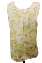 Talbots Blouse Shell Sleeveless Top Shirt Yellow White Roses Floral Peti... - $17.99