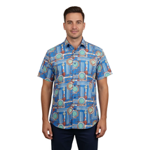 Men's Sports Shirt by MIZUMI Medallion Printed Soft Feel Short Sleeves M646 Blue image 4