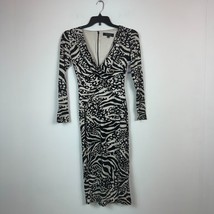 Christian Siriano Women S Black Tan Animal Print Twist Front Dress NWT BY46 - £153.75 GBP
