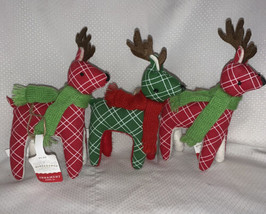 Lot Of 3 Christmas Holiday Reindeer With Scarves Ornaments Wondershop Ta... - $23.12