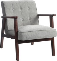 Songmics Leisure Chair With Solid Wood Armrest And Ft., Mid-Century, Light Gray - £117.17 GBP