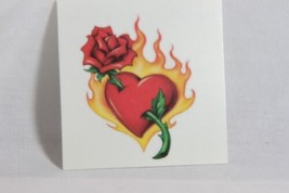 Temporary Tattoo (New) Flaming Heart &amp; Rose - £3.50 GBP