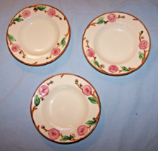 Vintage 3 Metlox Hand-Decorated Camellia Brown Rim Fruit Bowls-6 1/8 inches - £13.44 GBP