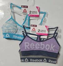 Lot Of 2 Reebok Girls 2-Pack Seamless T-Back Bralettes, Size S - $19.79