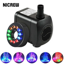 Submersible Fountain Water Pump with 12 Color LED Light for Fish Tank Aquarium P - £23.15 GBP