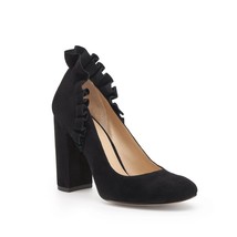 NEW BOTKIER NY ruffled suede 8 black heels pumps shoes dressy party evening sexy - £145.71 GBP