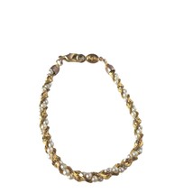 Vintage Napier Twisted Bracelet Gold Tone Faux Pearl Womens Costume Jewelry - £28.93 GBP