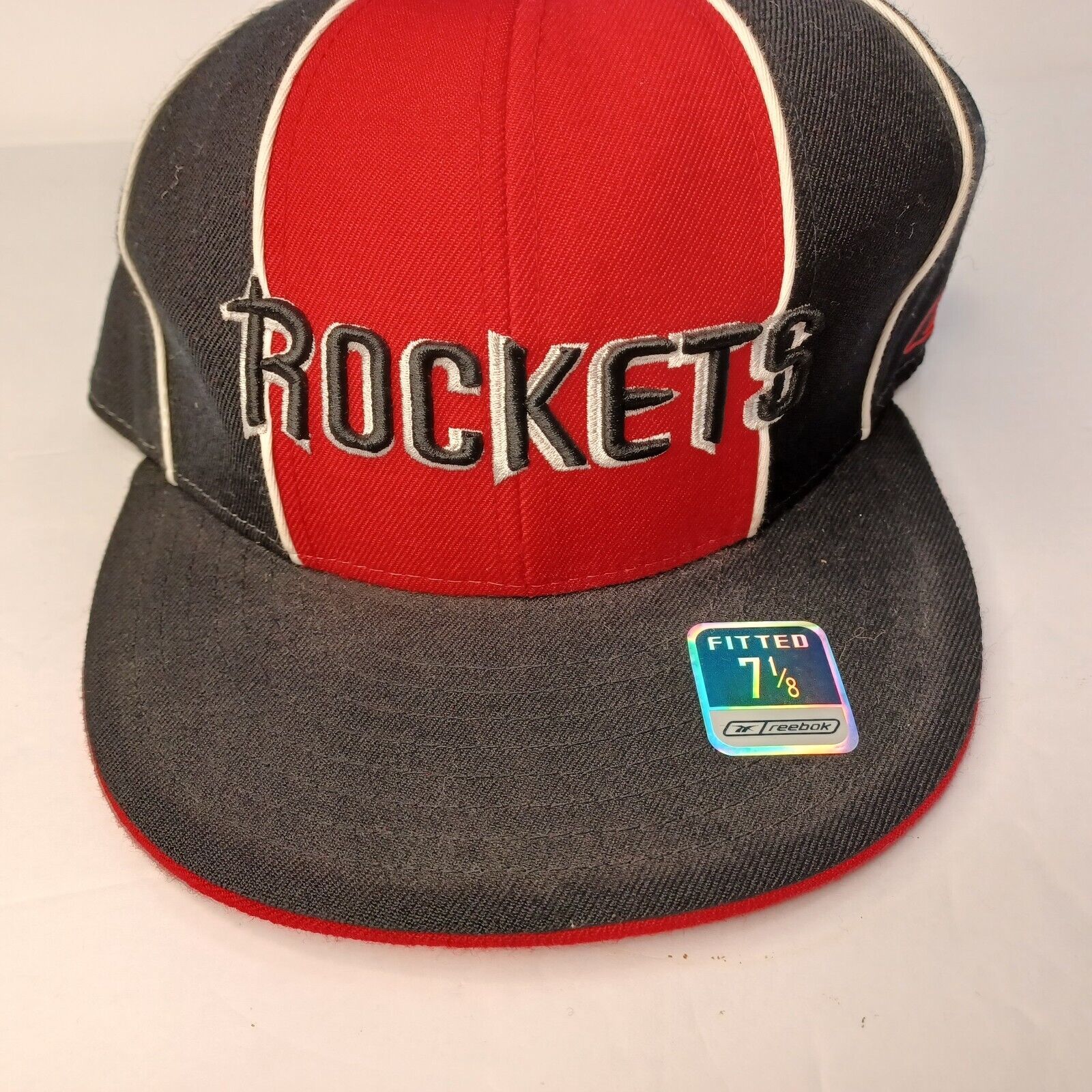 Houston Rockets NBA REEBOK Hat VINTAGE Basketball 7 1/8 Red White Black Wool - £35.50 GBP