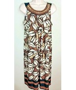 Another Thyme Brown Beaded Neck Sleeveless Floral Leopard Print Dress Si... - $12.99