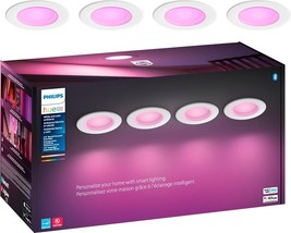 Philips Hue White &amp; Color Ambiance LED Smart 5/6&quot; Recessed Downlight - 4 Pack - £266.75 GBP