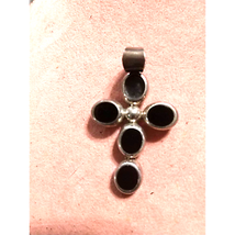 Stunning~Sterling/Black Onyx Vtg. Cross - $491.17 MXN